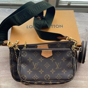 Louis Vuitton Monogram Crossbody Bag with Gold Accents